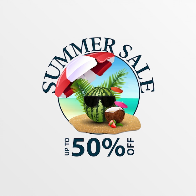 Summer sale, round discount web banner for your business