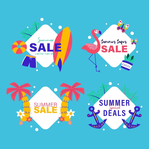 Vector summer sale signs brochure vector special price offer coupon for social media post promotion ad shopping flyer voucher website campaign and advertising