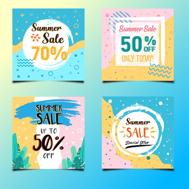 Summer sale social media banner design vector