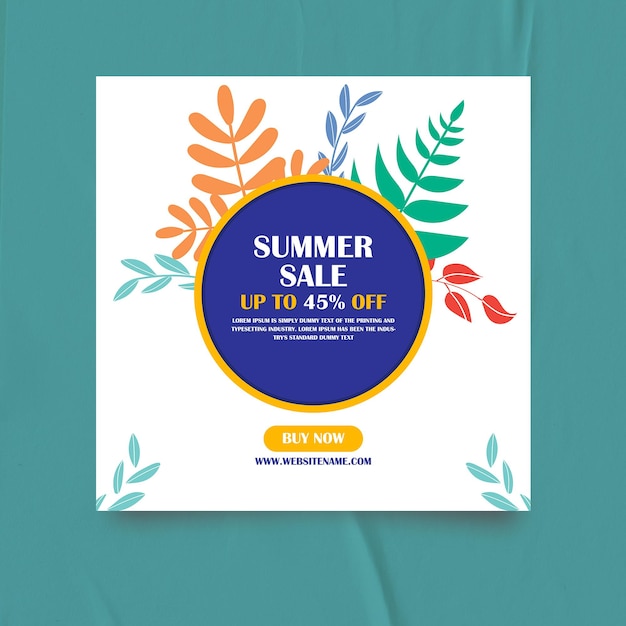 Vector summer sale social media floral template.