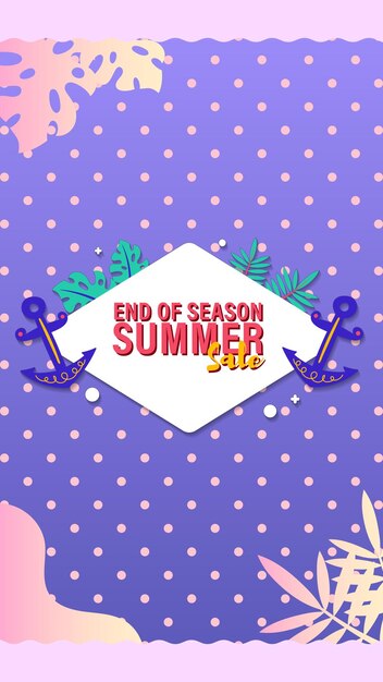 Vector summer sale social media story vertical template post for reel promotion content