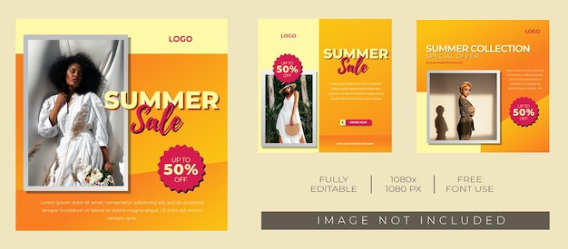 Vector summer sale social media template for promotion banner
