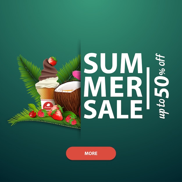 Summer sale, square banner for your website, advertising and promotions