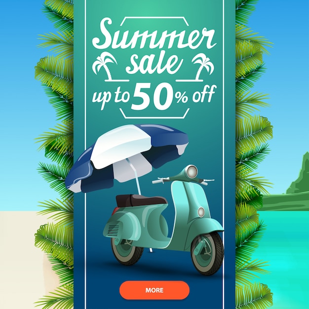Summer sale, square discount web banner template for your business