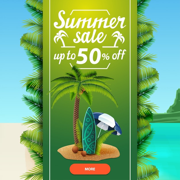 Summer sale, square discount web banner template for your business 