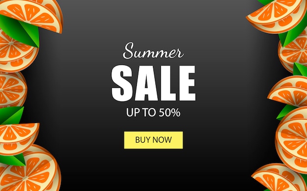 Summer sale template banner paper cut out orange