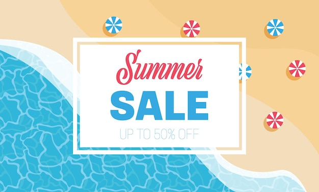 Vector summer sale template banner tropical beach vector illustration