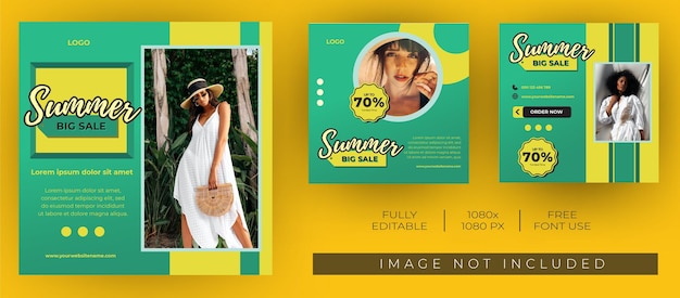 Summer sale template for social media post. modern and unique colour.