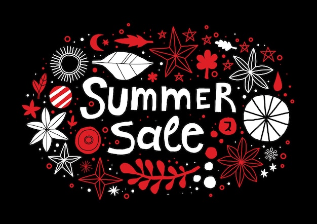 Summer sale template with flowers