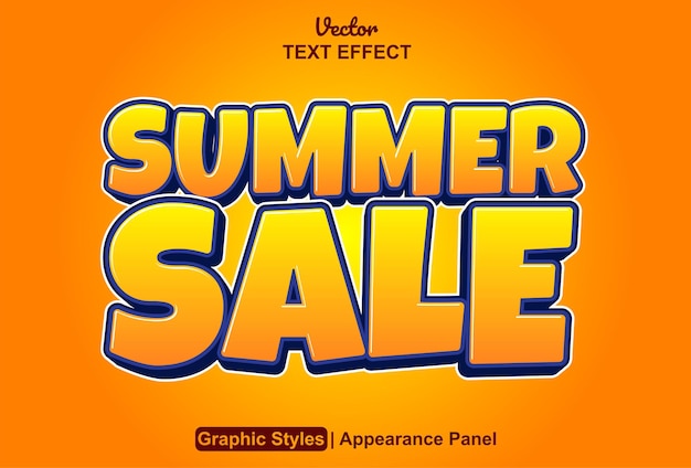 Summer sale text effect with orange graphic style and editable