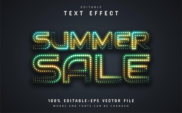 Summer sale text, neon style text effect