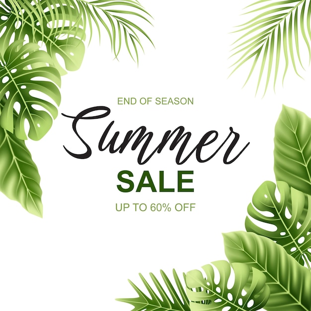 Vector summer sale tropical banner template design