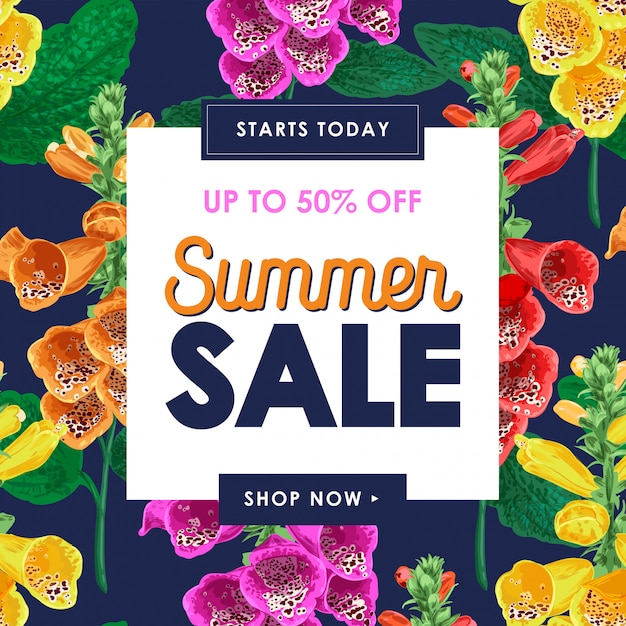 Summer sale tropical banner