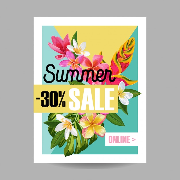 Vector summer sale tropical banner