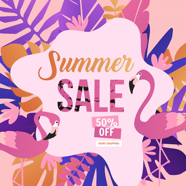 Summer Sale tropical website banner