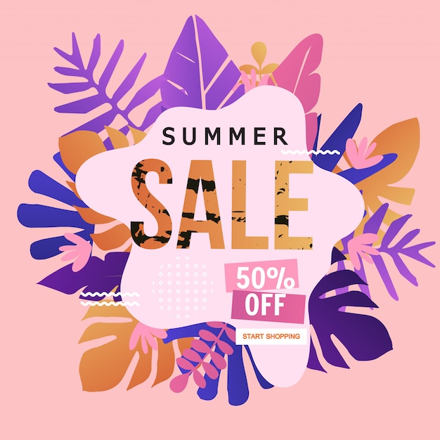 Summer Sale tropical website banner