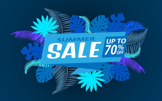 Summer sale vector background with palm leaves in the background Nature summer tropical concept