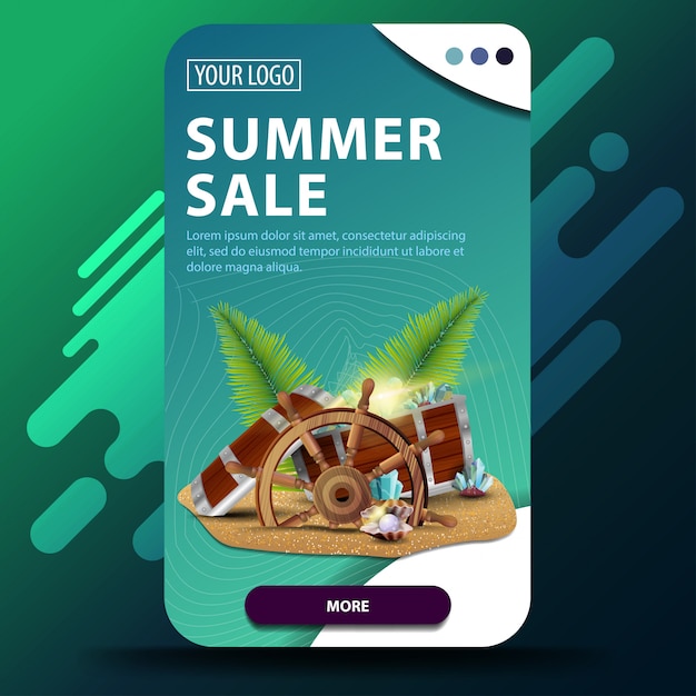 Summer sale, vertical template for discount banner 