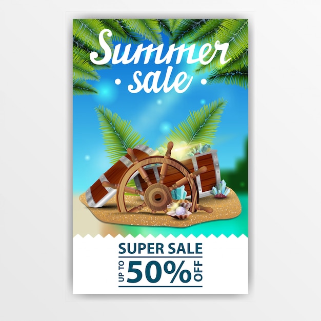 Summer sale, vertical web banner for your business with watermelon