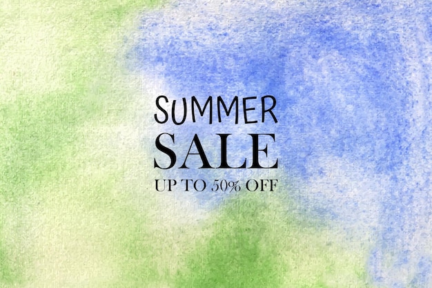 Summer sale watercolor pastel background hand painted. aquarelle colorful stains on paper.