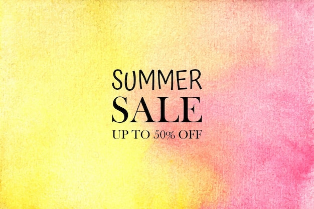 Summer sale watercolor pastel background hand painted. aquarelle colorful stains on paper.