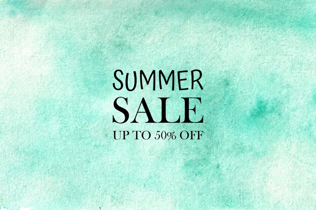 Summer sale watercolor pastel banner hand painted. aquarelle colorful stains on paper.