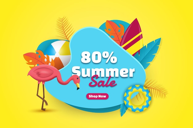 Vector summer sale with flamingo bird