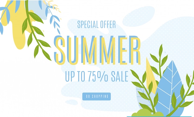 Summer sales banner pubblicitario fino al 75%.