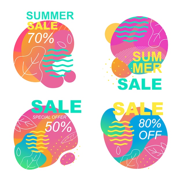 Summer Sales banner Set Inviting to Shop and Discount Offer