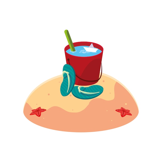 summer sand beach with water bucket scene