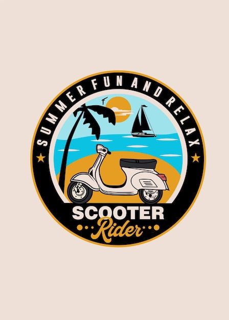 Vector summer scooter rider