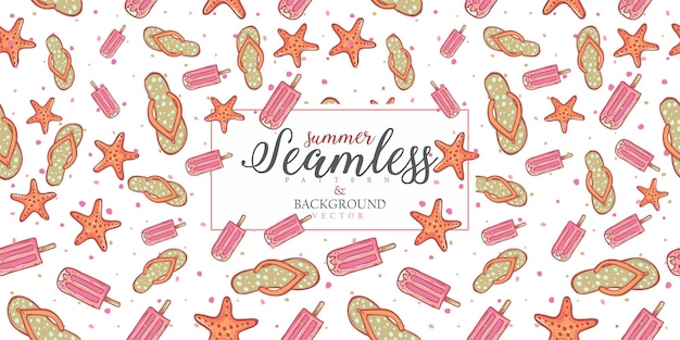 Summer seamless pattern design.Blank space for text input.