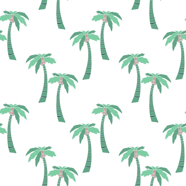 summer seamless pattern hand drawn coconut trees on a white background