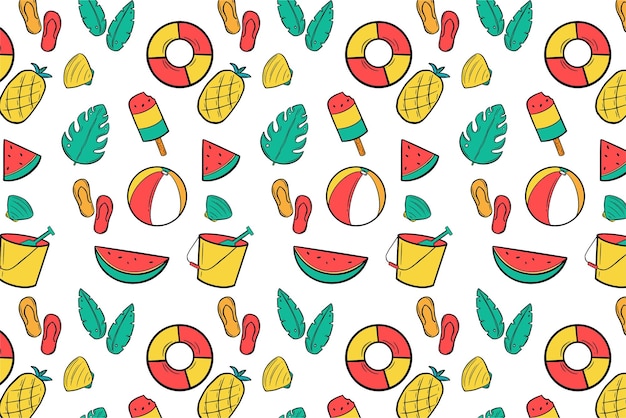 summer seamless pattern hand drawn vector illustration