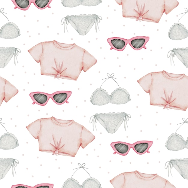 Vector summer seamless pattern hand paint watercolor