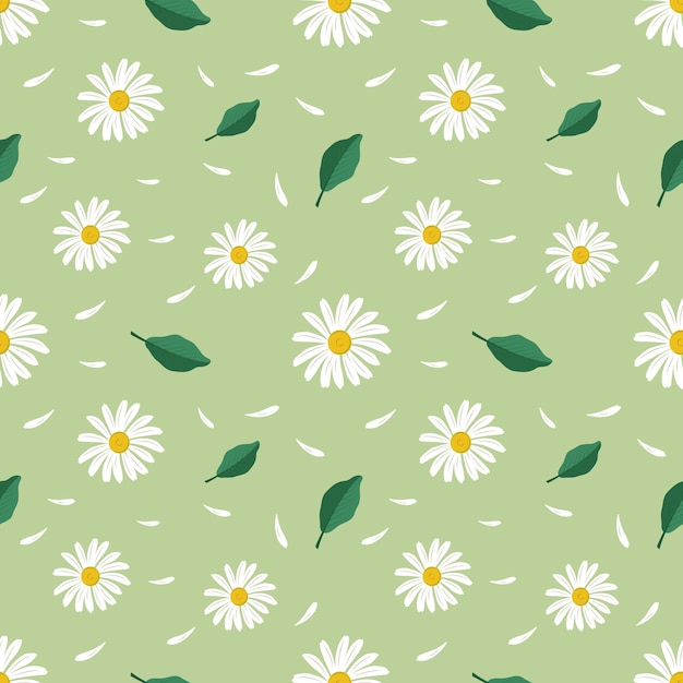 summer seamless pattern with chamomiles and leaves cute romantic prince with flowers