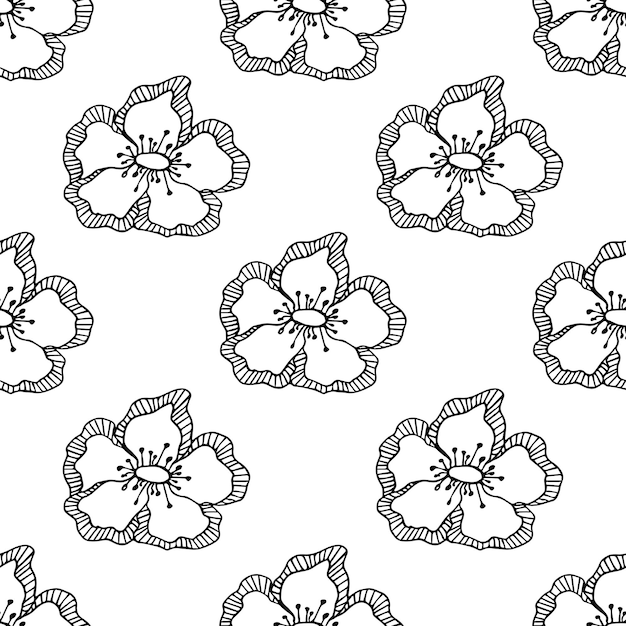 Summer seamless pattern with flowers doodle for decorative print wrapping paper greeting cards wallpaper and fabric