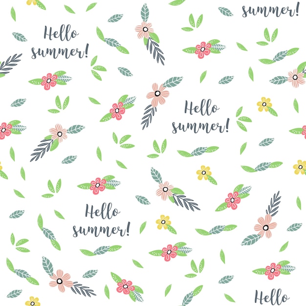 Summer seamless pattern with flowers