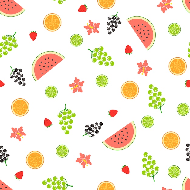 Summer seamless pattern with fruits