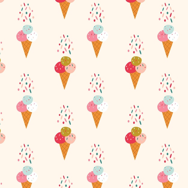 Summer seamless pattern with hand drawn ice cream modern sweet pink texture for fabric textile wa