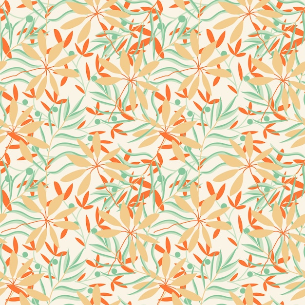 Summer seamless pattern with leaves and branches