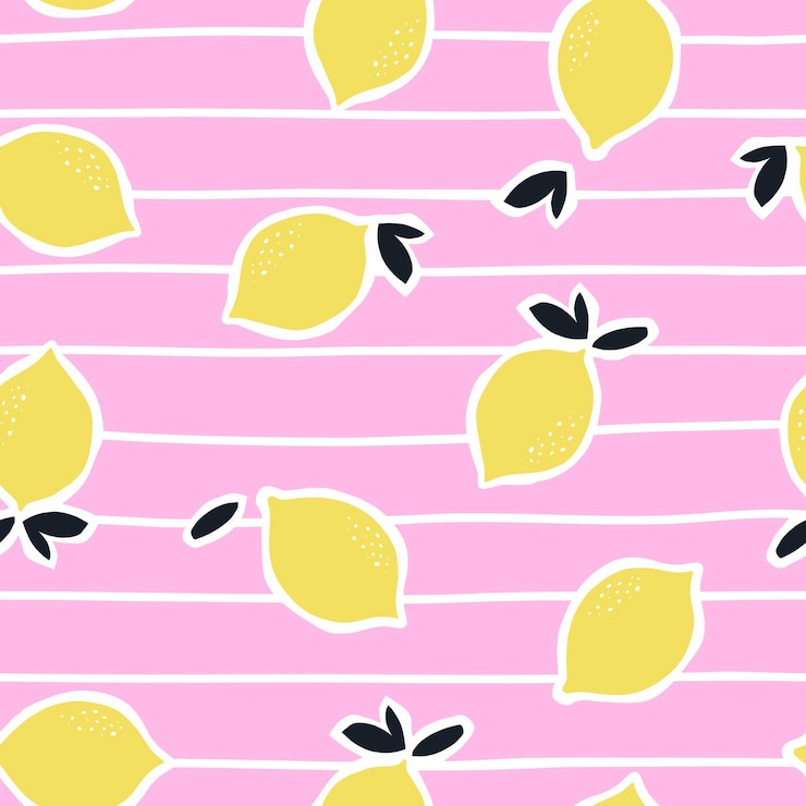 Vector summer seamless pattern with lemons and leaves