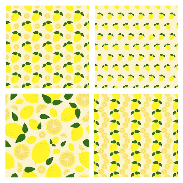 Summer seamless pattern with lemons on a yellow background