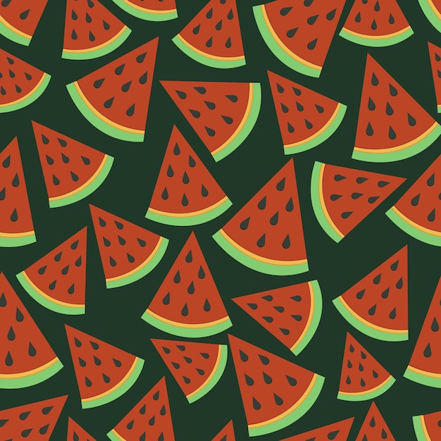 summer Seamless watermelons pattern Background with red sweet watermelon slices in scandinavian