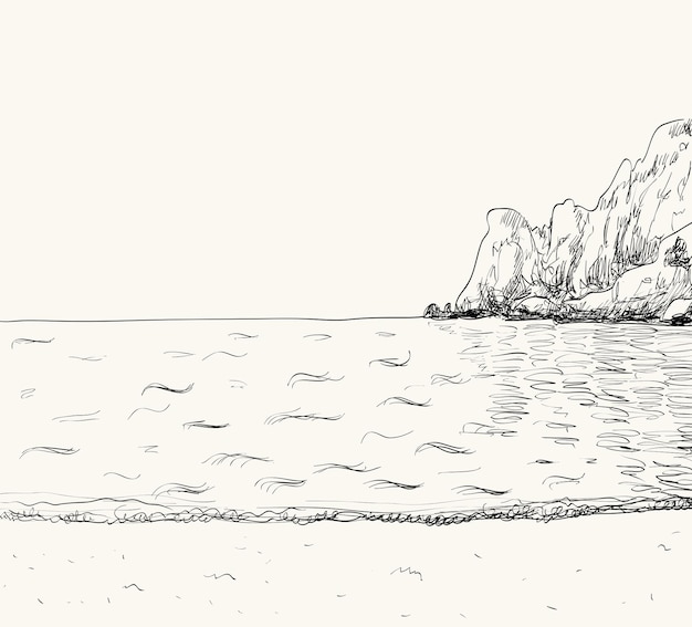 Vector summer seascape sketch