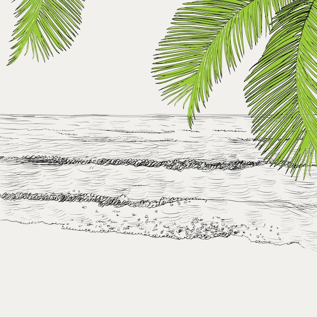 Vector summer seascape sketch