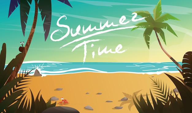 Vector summer seaside beach vacation travel background