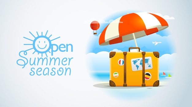 Summer seaside vacation illustration Open summer season