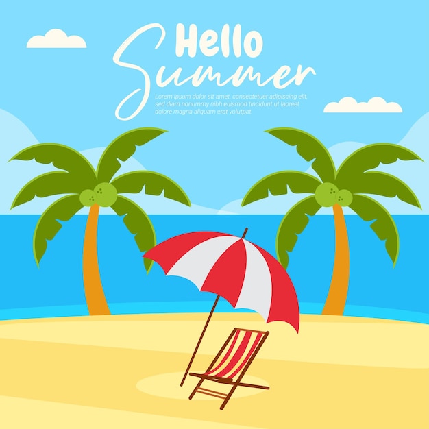 Vector summer season celebration flat background