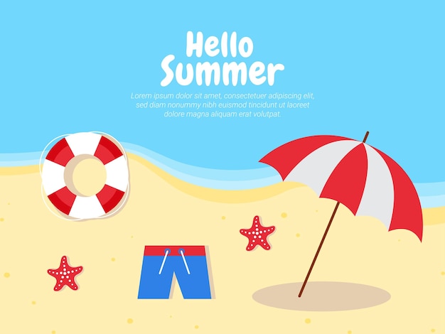 Vector summer season celebration flat background